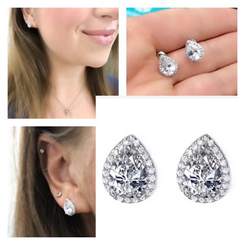 NEW!๐๐TEARDROP! PAVE CZ STUDS!๐๐HIGH QUALITY! - Picture 1 of 8